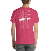 Load image into Gallery viewer, Nock Up Logo American Archery Flag Unisex T-shirt
