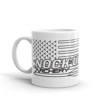 Load image into Gallery viewer, Nock Up American Archery Flag White Glossy Mug
