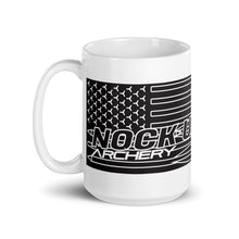 Load image into Gallery viewer, Nock Up American Archery Flag v2 White Glossy Mug
