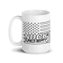Load image into Gallery viewer, Nock Up American Archery Flag White Glossy Mug
