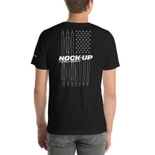 Load image into Gallery viewer, Nock Up Logo American Archery Flag Unisex T-shirt
