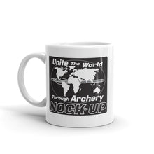 Load image into Gallery viewer, Nock Up Archery Unite The World White Glossy Mug
