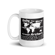 Load image into Gallery viewer, Nock Up Archery Unite The World White Glossy Mug
