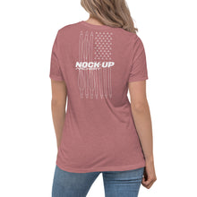 Load image into Gallery viewer, Nock Up Logo American Archery Flag Women&#39;s Relaxed T-Shirt
