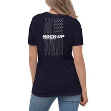 Load image into Gallery viewer, Nock Up Logo American Archery Flag Women&#39;s Relaxed T-Shirt
