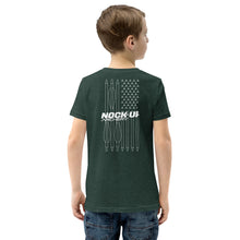 Load image into Gallery viewer, Nock Up Logo American Archery Flag Youth T-Shirt
